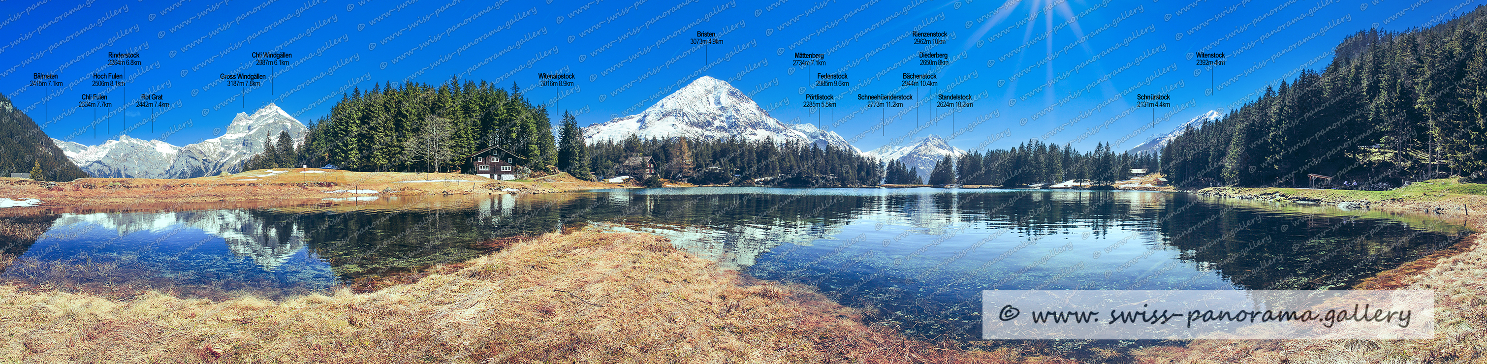 Intschi Amsteg Arnisee panorama Urner Alpen beschriftet Lake Arni