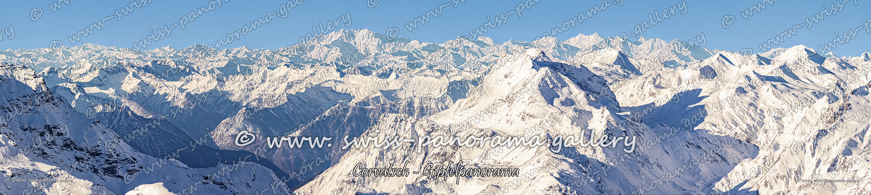 Panorama Gipfelpanorama von der Bergstation zu Gran Paradiso, Monte Rosa und den Walliser Viertausendern