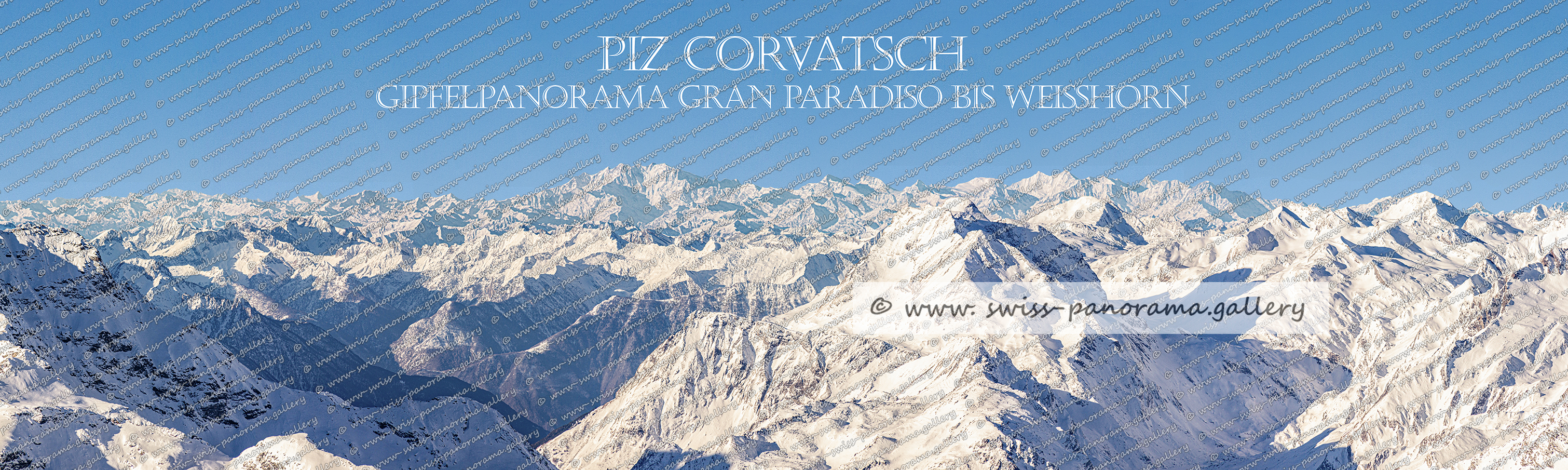Swistzerland panorama Diavolezza Diavolezza Panorama, Schweizer Alpenpanorama, swiss-panorama.gallery, Gipfelpanorama Piz Corvatsch Fernblick von Gran Paradiso, Monte Rosa und den Walliser Viertausendern