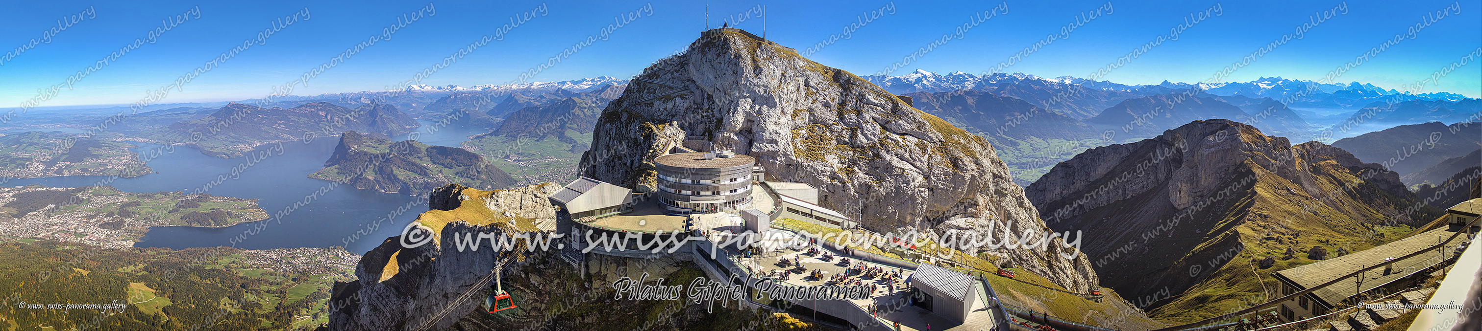 swiss-panorama.gallery, Alpenpanorama vom Gipfel des Pilatus, Pilatus Bahn, Pilatus Seilbahn, Rigi 1'798 m 19.4 km. Säntis massif 2'502 m 87.6 km, Bös Fulen 2'802 m 52.3 km, Glärnisch massif 2'914 m 56.1 km, Clariden 3'567 m 49.2 km, Niederbauen 1'923 23.1 km, Hausstock 3'158 m 62.6 km, Tödi 3'614 m 63.4 km, Sustenhorn 3'503 m 34 km, Titlis 3'238 m 26 km, Mährenhorn  2'922 m 32.2 km, Gwächtenhorn 3'420 m 34.2 km, Steinhüshorn 3'121 35.1 km, Diechterhorn 3'989 35.1 km 37.7 km, Finsteraarhorn 4'274 m 50 km, Lauteraarhorn 4'042 m 45 km, Bächlistock 3'247 m 43.7 km, Hienderstock 3'307 m 43.7 km, Ritzlihorn 30263 m 38.5 km, Eiger & Mönch 3'907 & 4107 m 49 / 51 km, Jungfrau 4'456 m 54.1 km, Blüemlisalp 3'663 m 67 km, Schreckhorn 4'078 m 45 km