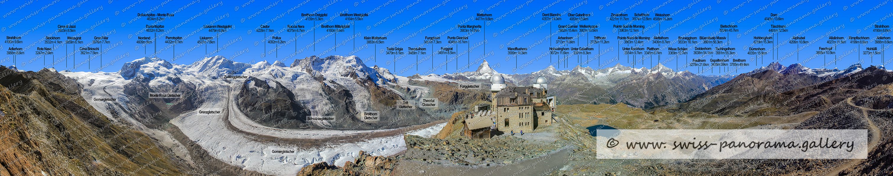 Panoramic view from the Gornergrat Zermatt Switzerland